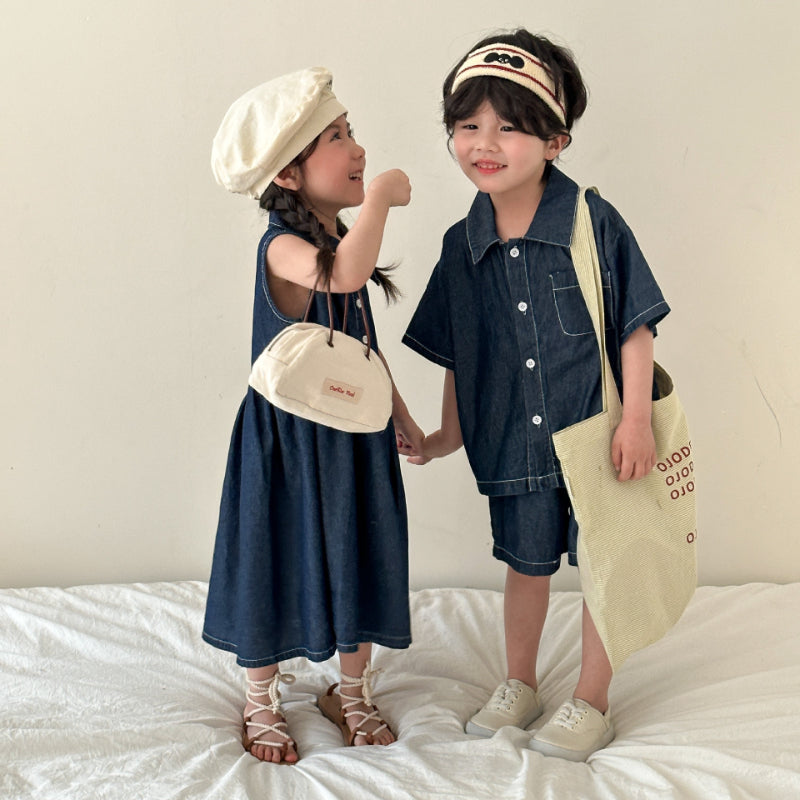 【BABY&KID】夏新作 デニムセットアップ、ワンピースSK063011