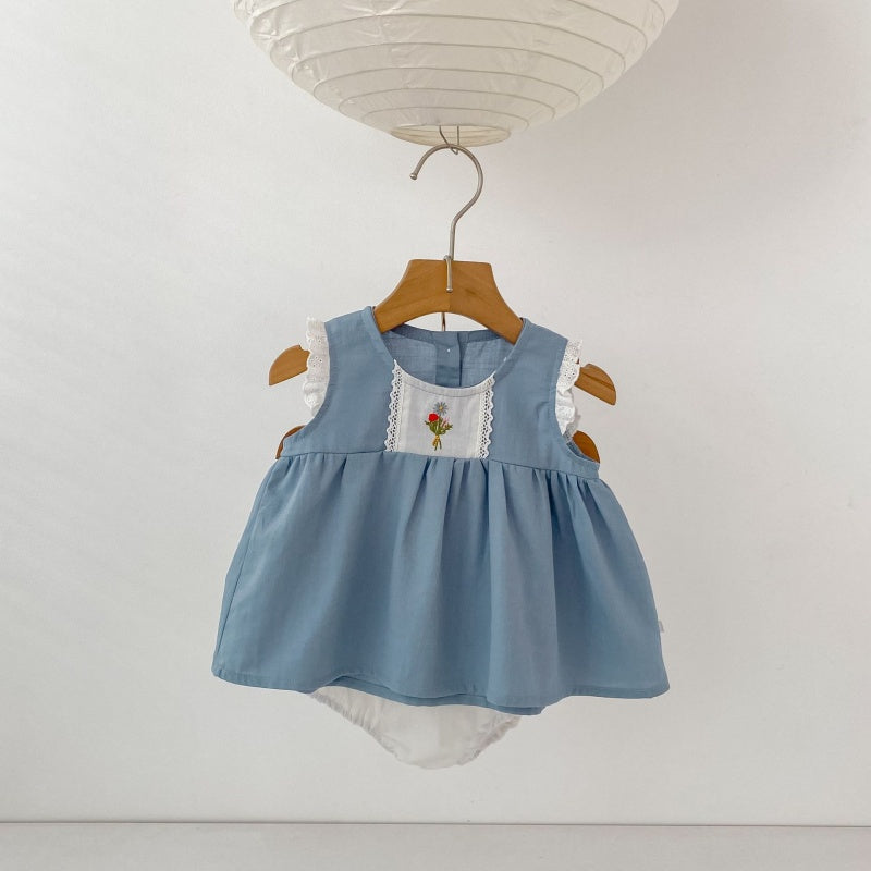 【BABY&KID】夏新作 韓国風花刺繍セットアップ、ワンピースSK104931