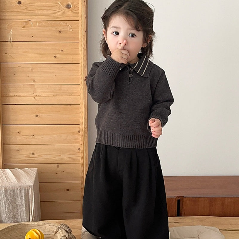 【BABY&KID】冬新作襟付きニット、ロングパンツSK107704