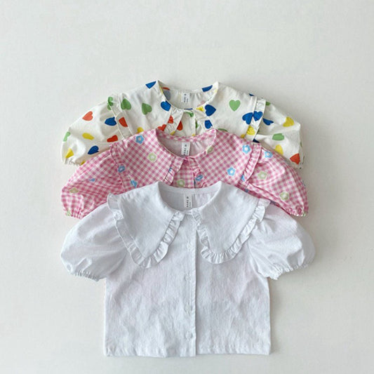 【BABY&KID】夏新作 韓国風シンプルコットンシャツSK082721