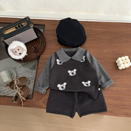 【BABY&KID】コアラ柄ニットセーター、無地ニットパンツSK101836