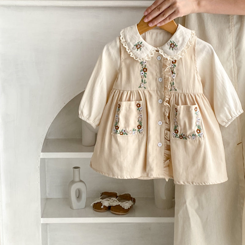 【BABY&KID】花柄刺繍ワンピース/刺繍ブラウスSK011030