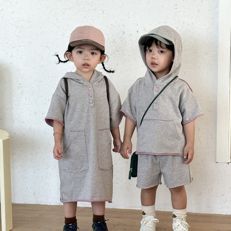 【BABY&KID】夏新作スポーツ風フード付きセットアップ、ワンピースSK104701