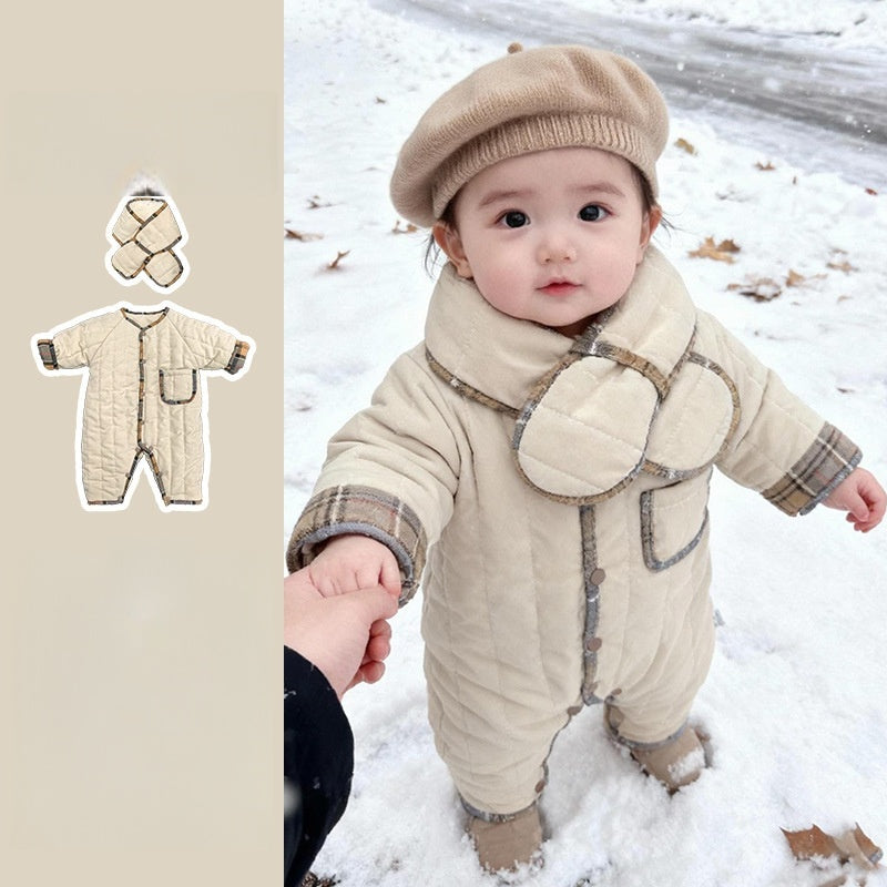 【BABY】冬新作キルティングあったかカバーオール&マフラーSK103212