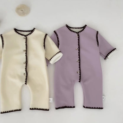 【BABY】冬新作スカラップ裏起毛カバーオールSK102508
