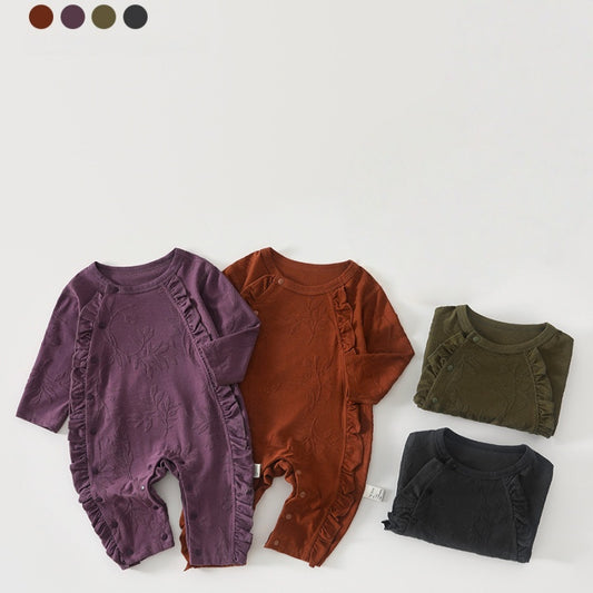 【BABY】北欧風フリルジャカードニットカバーオールSK102617