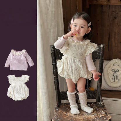 【BABY】小花柄ロンパース、レース襟ロンTSK104302
