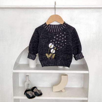 【BABY&KID】立体刺繍クルーネックプルオーバーニットSK100630