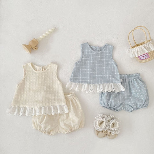 【BABY&KID】夏新作レースチェックセットアップSK106403