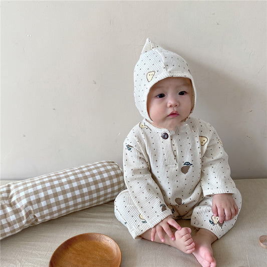 【BABY】梨柄ワッフルロンパースSK022610