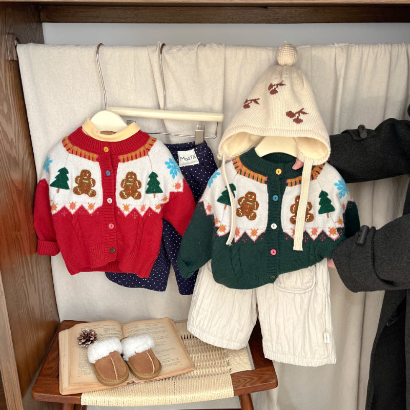 【BABY&KID】冬新作クリスマスツリー柄ニットカーディガンSK103223