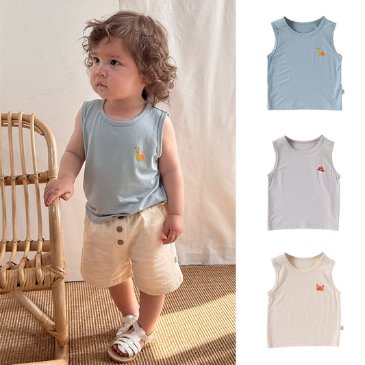 【BABY】夏新作 北欧風 キャラクタープリントノースリーブTシャツSK091306