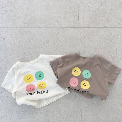 【BABY&KID】夏新作 ロゴスマイル半袖TシャツSK010214