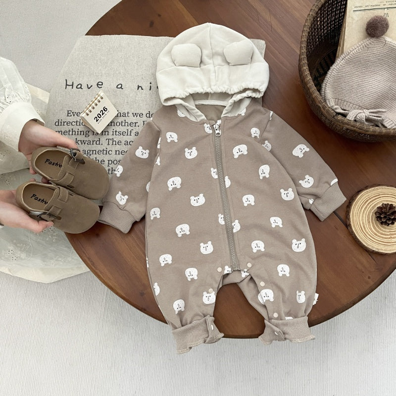 【BABY】くまさんフード付きカバーオールSK104108