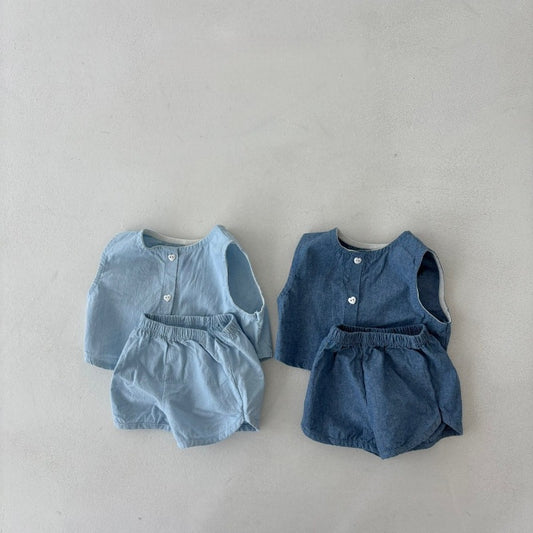 【BABY】夏新作 ノースリーブデニムセットアップSK082708