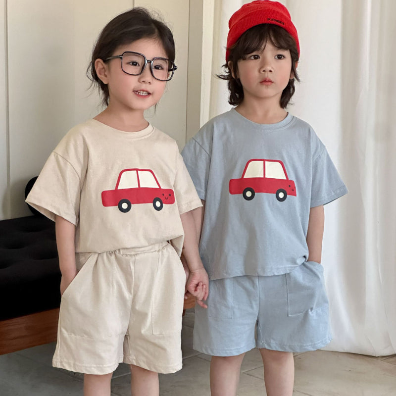 【BABY＆KID】夏新作 カートゥーンカーセットアップSK063008