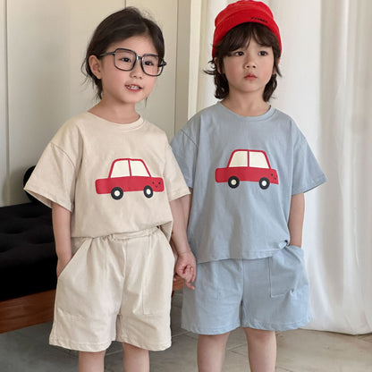【BABY＆KID】夏新作 カートゥーンカーセットアップSK063008