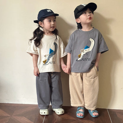 【BABY＆KID】夏新作 カラーバリ恐竜半袖トップスSK063031
