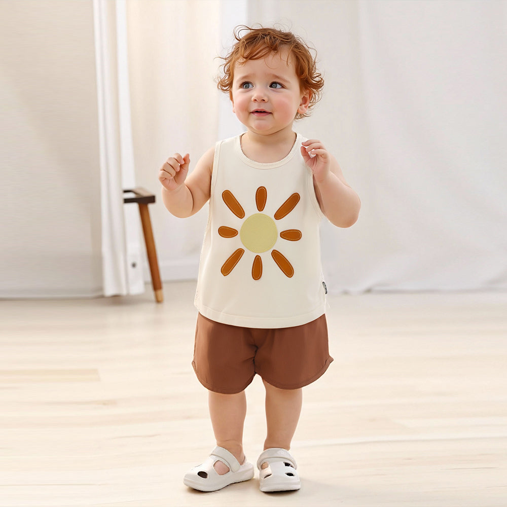 【BABY&KID】夏新作 北欧風ベビー柄ノースリーブトップスSK092017