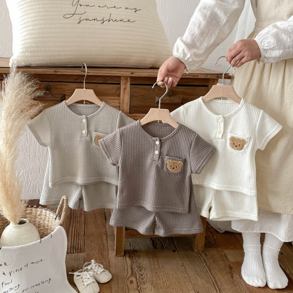 【BABY&KID】夏新作ワッフルくまセットアップSK105019