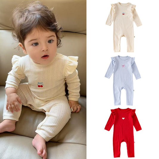 【BABY】北欧風フリル袖リブカバーオールSK101326