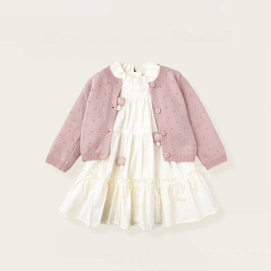 【BABY&KID】冬新作 ニットカーディガン＆立体マッシュルームワンピースSK102424