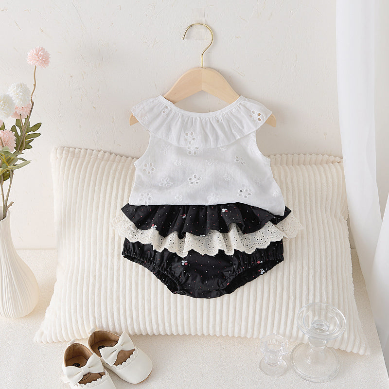 【BABY】夏新作 蝶結びベスト風ノースリーブセットアップSK082606