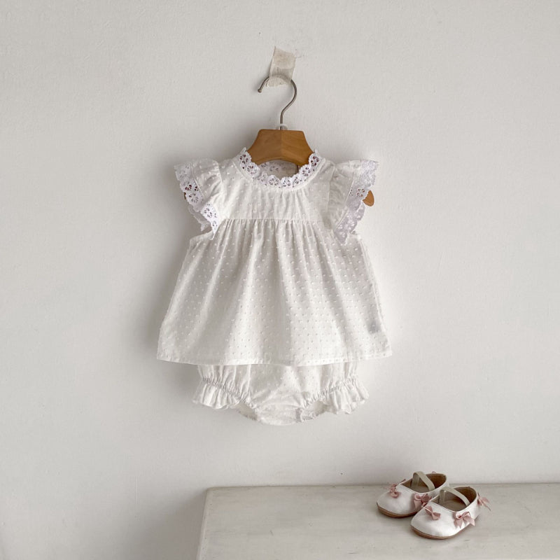 【BABY&KID】夏新作 ガーリーフリル袖セットアップSK081606