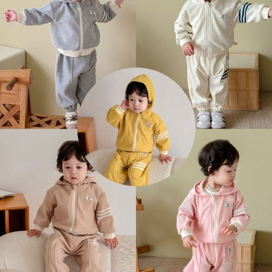 【BABY&KID】犬ワッペンワッフルセットアップSK100314