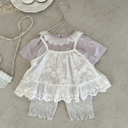 【BABY】夏新作 レースキャミ＆Tシャツ、グレーのパンツSK072112