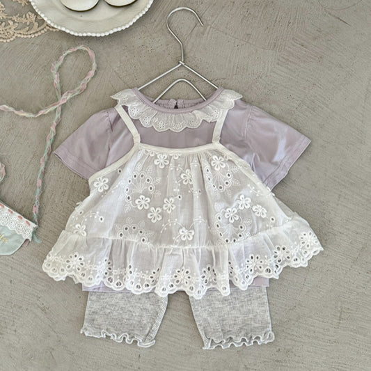 【BABY】夏新作 レースキャミ＆Tシャツ、グレーのパンツSK072112
