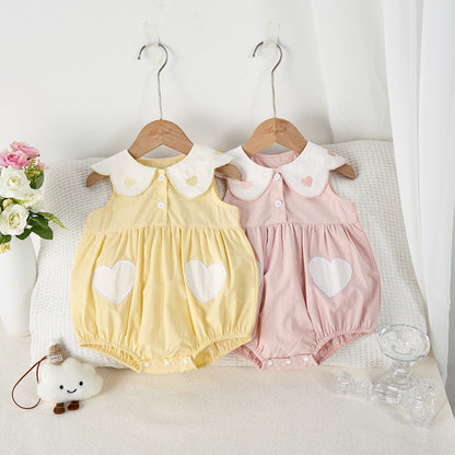 【BABY】夏新作 ハート刺繍ロンパースSK081716
