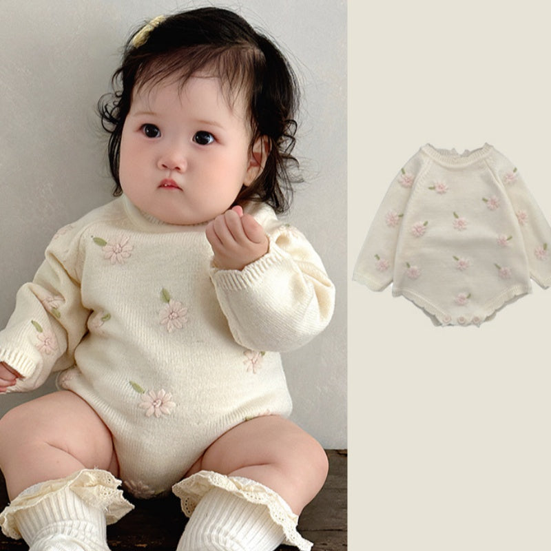 【BABY】ピンク花刺繍ロンパースSK100201