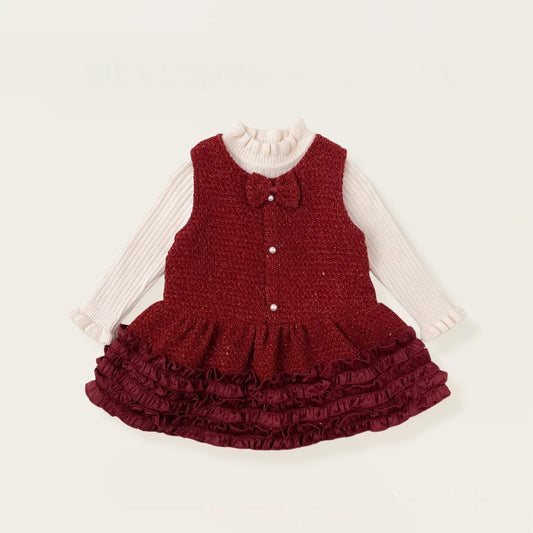 【BABY&KID】冬新作 小香風ジャンパースカート＆ニットセーターSK102427