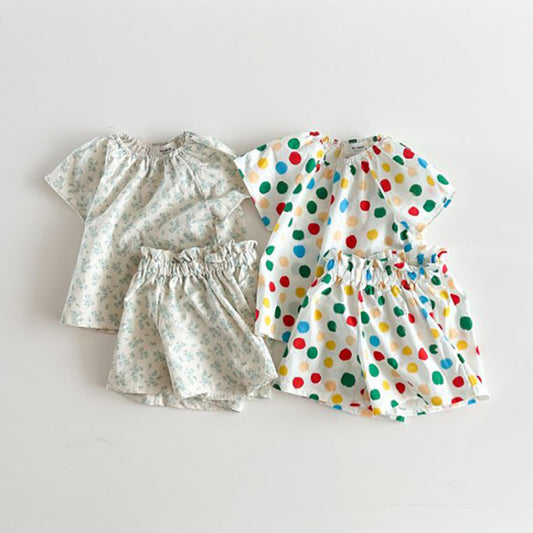 【BABY&KID】夏新作 小花、カラードットセットアップSK091210