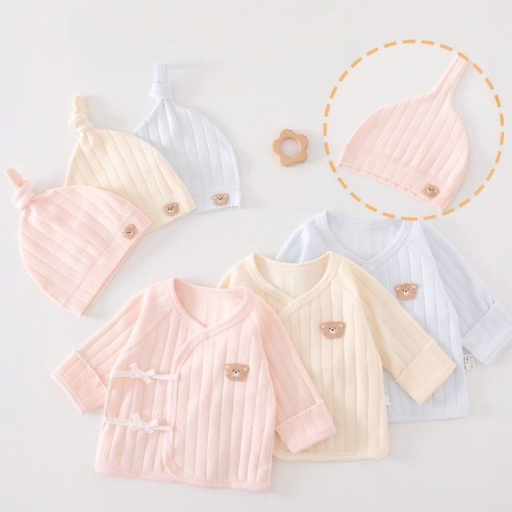【BABY】くまワッペン短肌着＆帽子SK107504