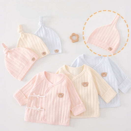 【BABY】くまワッペン短肌着＆帽子SK107504