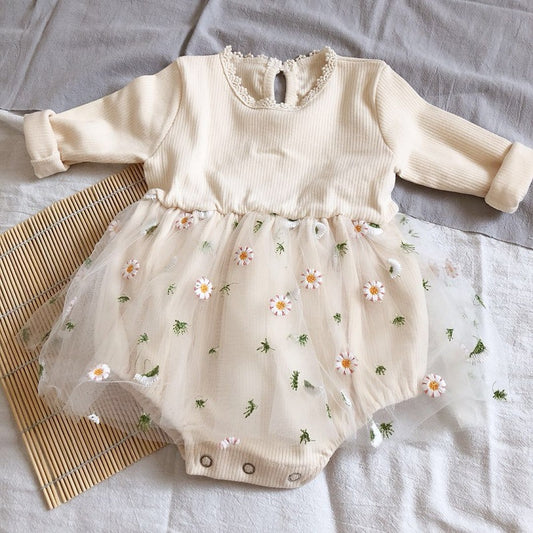 【BABY】花刺繍チュールロンパースSK100806