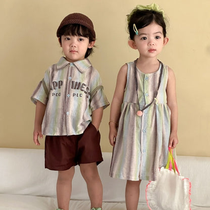 【BABY&KID】夏新作カラフルボーダーセットアップ、ワンピースSK104718