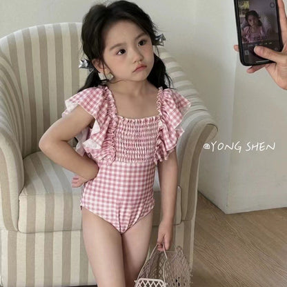 【BABY&KID】夏新作 ピンクチェック柄水着SK090904