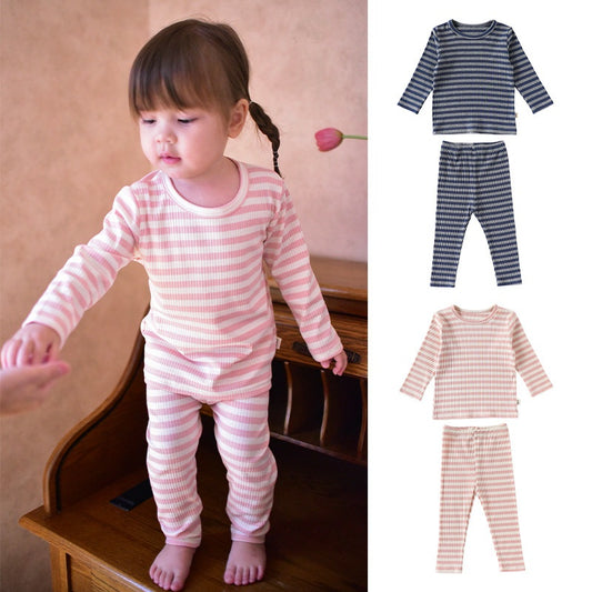 【BABY&KID】北欧風長袖ボーダーセットアップSK101330
