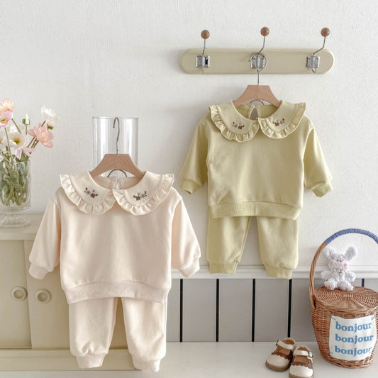 【BABY&KID】韓国風花刺繡可愛いセットアップSK032806