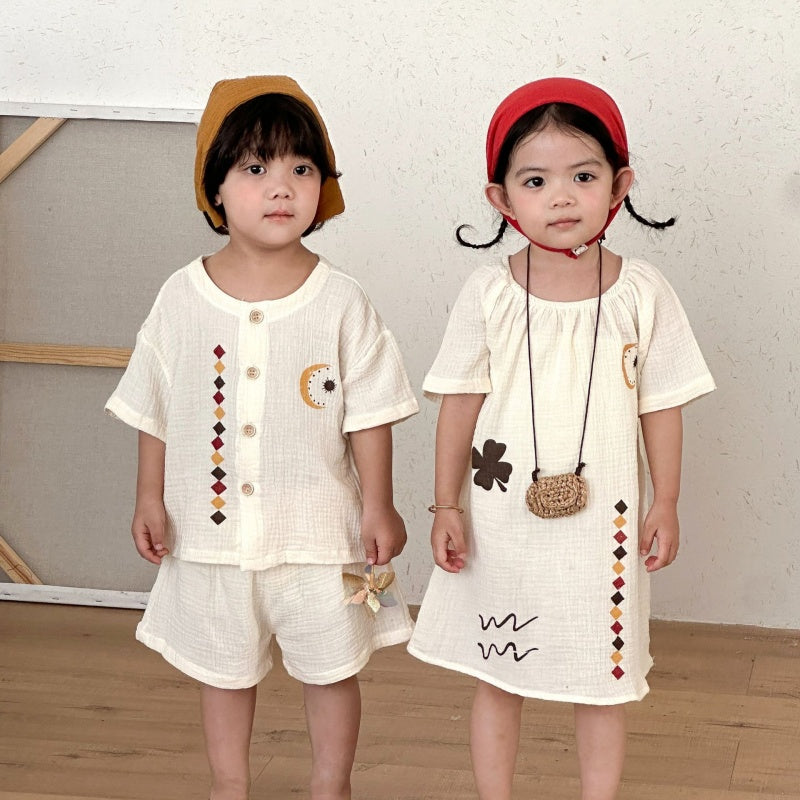 【BABY&KID】夏新作コットンガーゼセットアップ、ワンピースSK104719