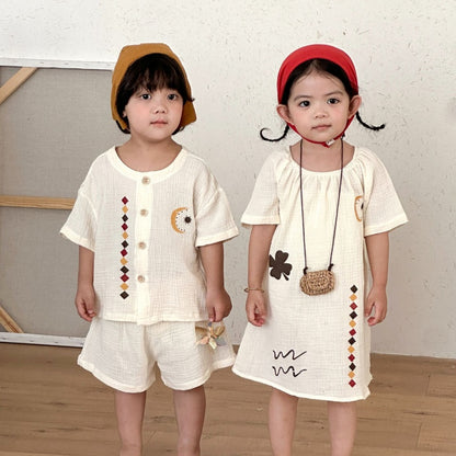 【BABY&KID】夏新作コットンガーゼセットアップ、ワンピースSK104719