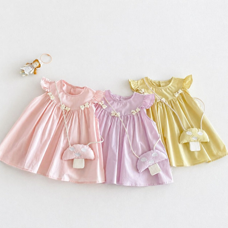 【BABY&KID】夏新作フリルスリーブワンピース＆きのこショルダーバッグSK106114