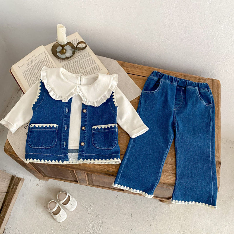 【BABY&KID】デニムベスト、ストレートデニムパンツSK100635