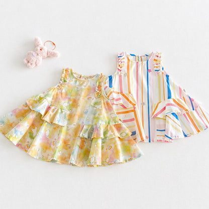 【BABY&KID】夏新作うさぎプリント、ストライプワンピースSK106115