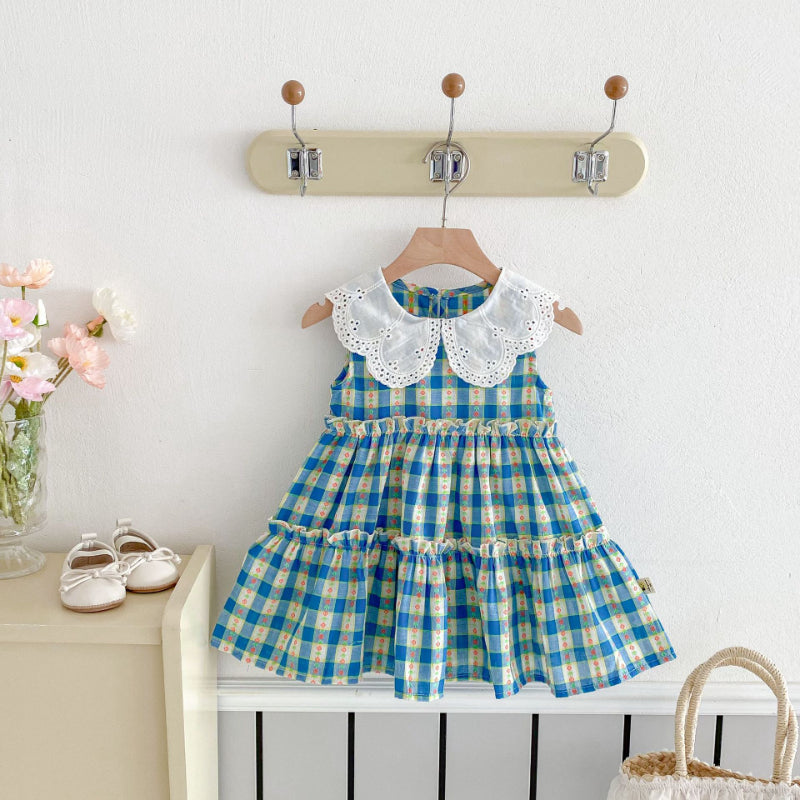 【BABY&KID】夏新作 チェック柄プリンセスワンピSK081722
