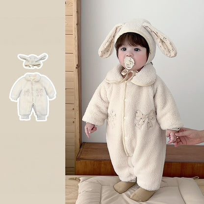 【BABY】冬新作蝶結び柄カバーオール&フードSK103215