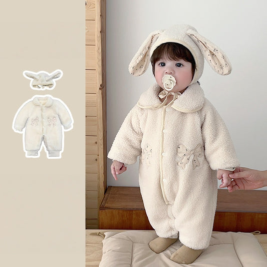 【BABY】冬新作蝶結び柄カバーオール&フードSK103215